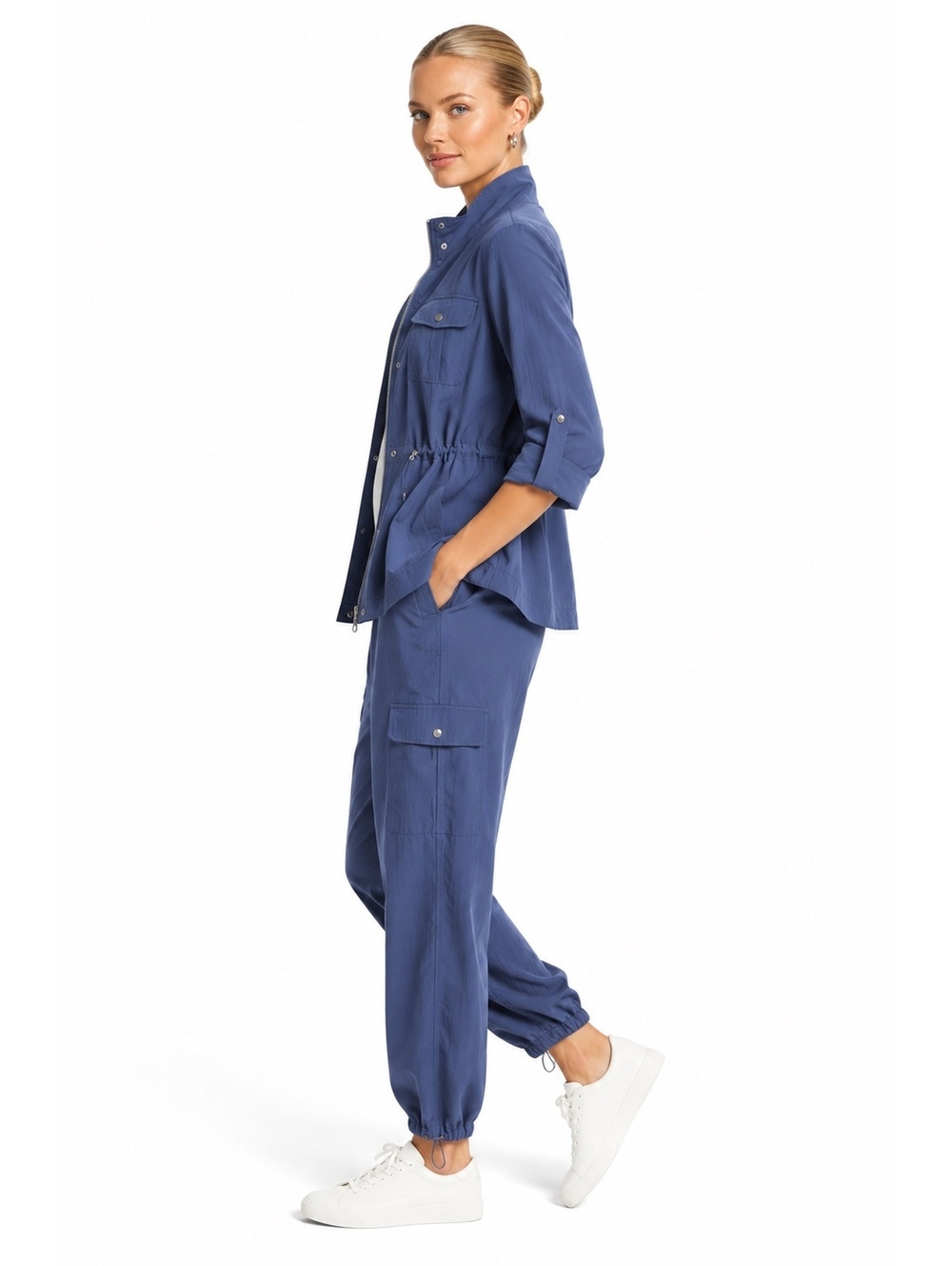 Chico’s Zenergy Ripstop Cargo Jacket Pants 2 Piece Set Blue